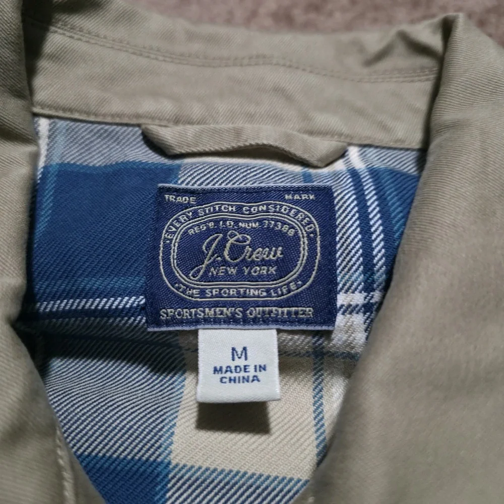 J Crew Flannel Lined Chino Work Harrington Jacket in Dusty Khaki Mens Medium